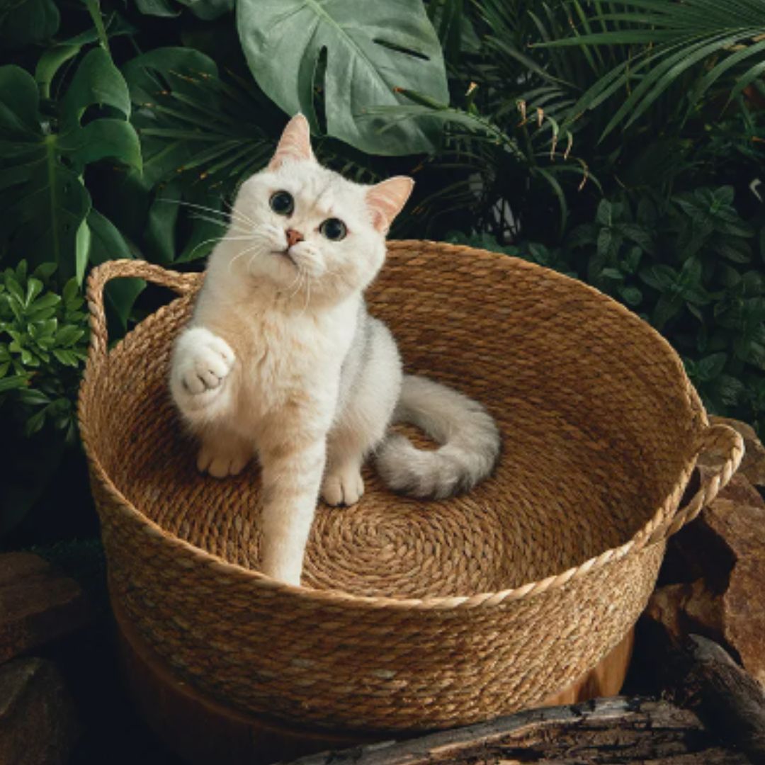 panier chat osier marron coton podisiercats