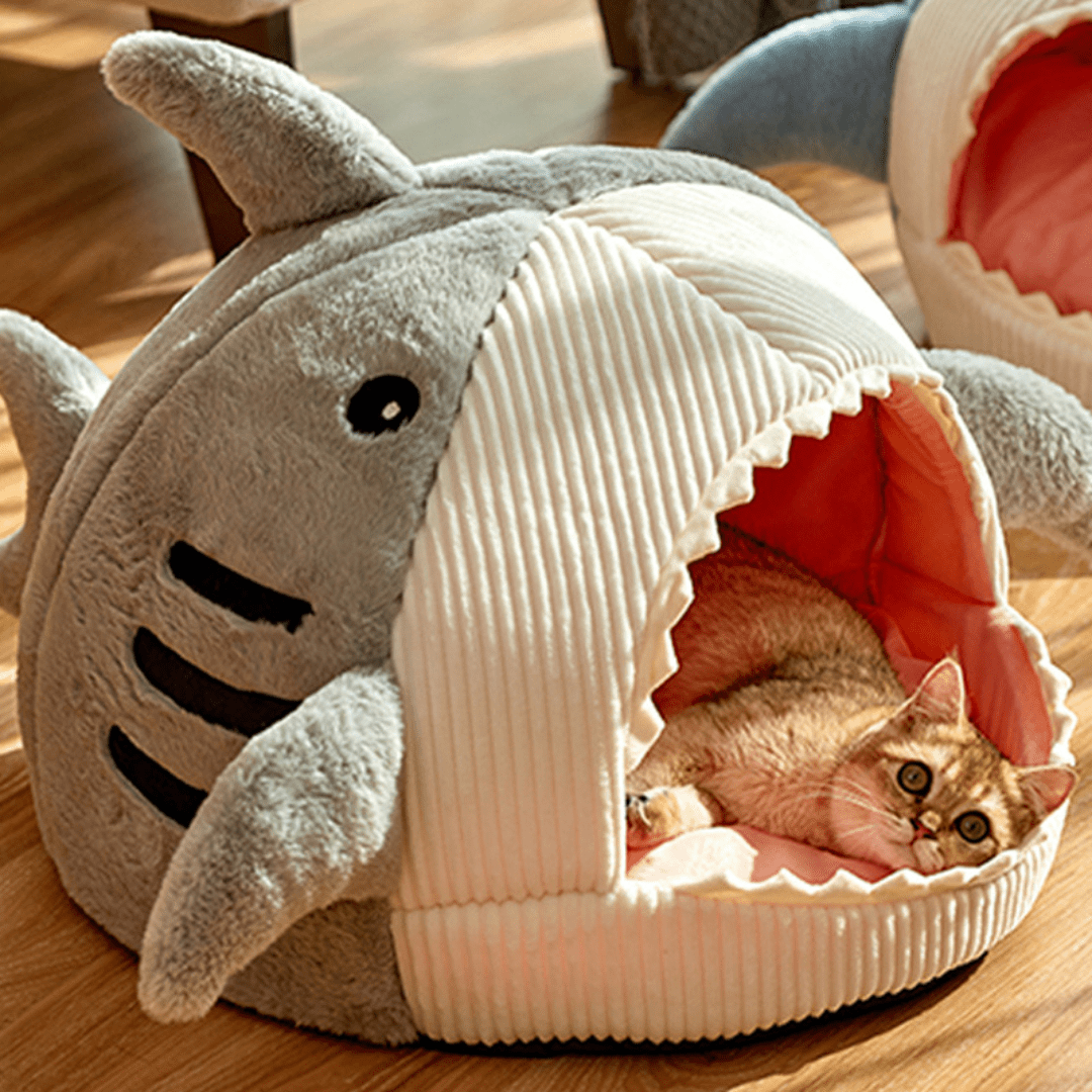 panier chat requin gris anti derapant