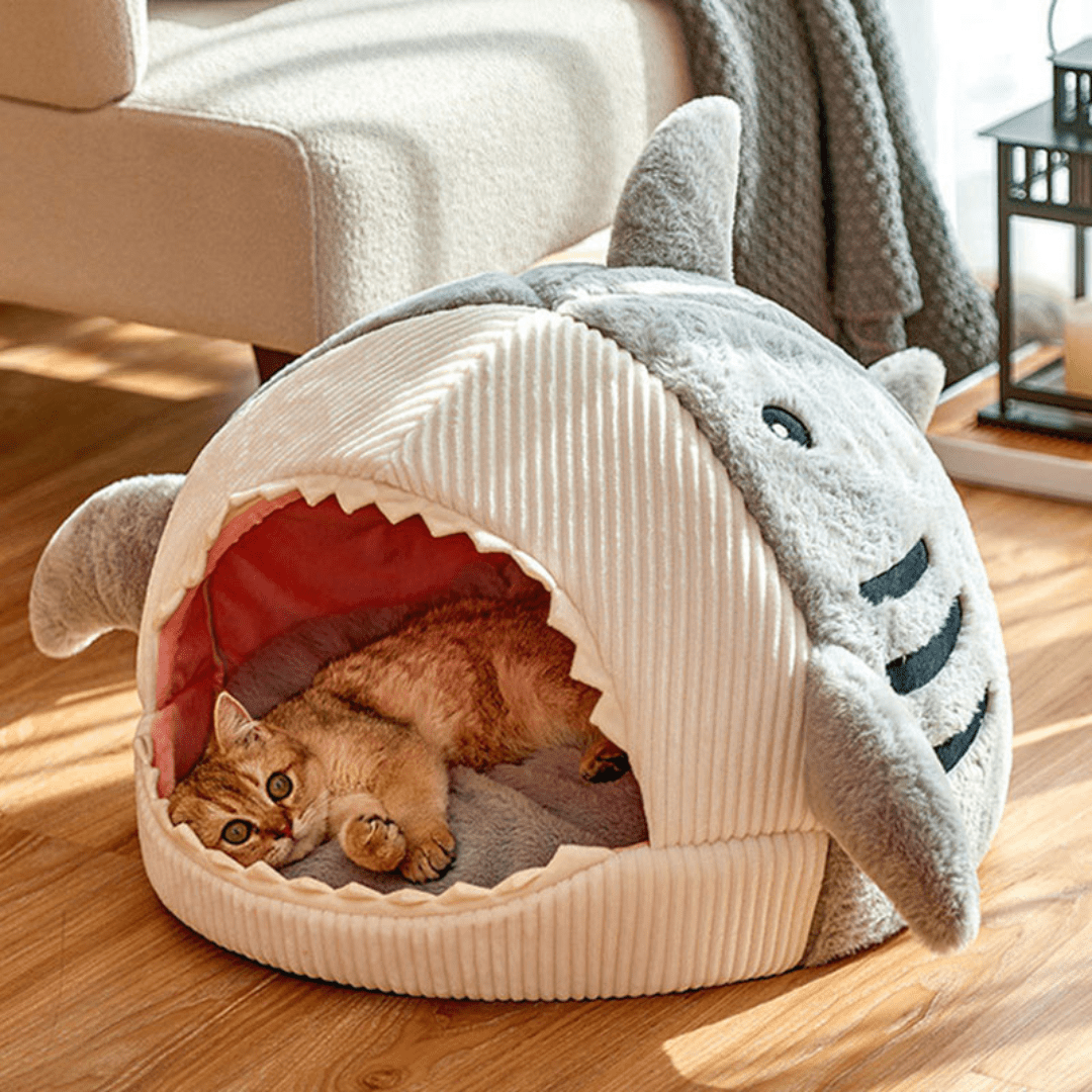 panier chat requin gris grand
