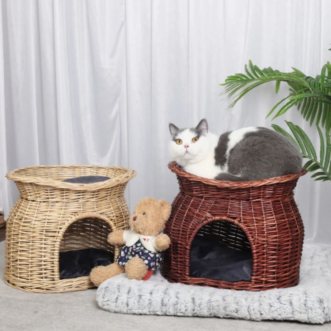 panier en osier pour chat grand pouticats