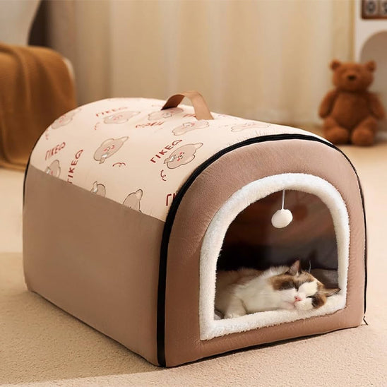 chat panier marron confortable lavable plifoucats
