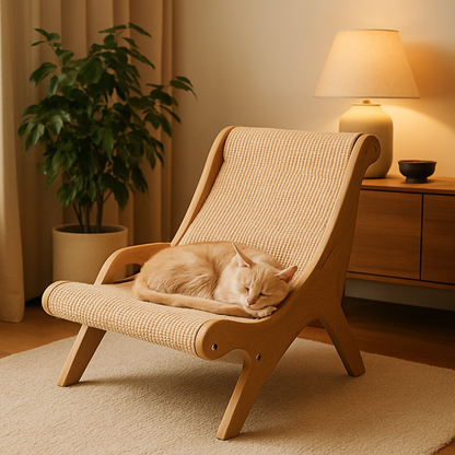 panier chat osier chaise beige douillet posofacats