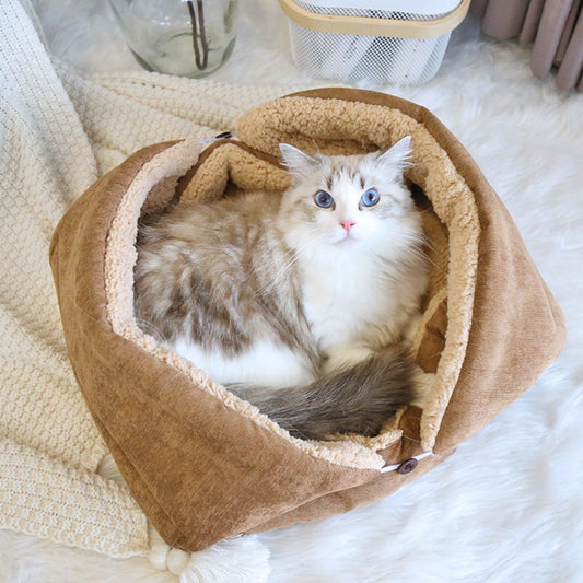 panier chat pliable marron