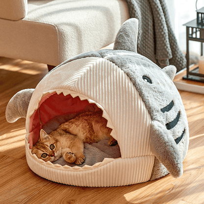 panier chat requin gris grand
