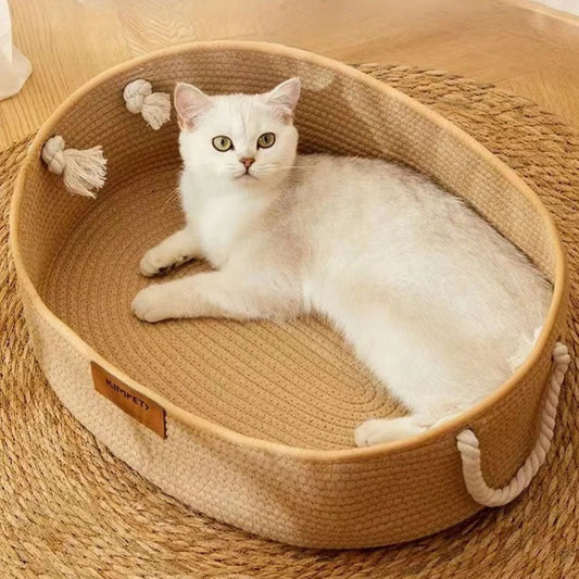 panier en osier pour chat beige purucats