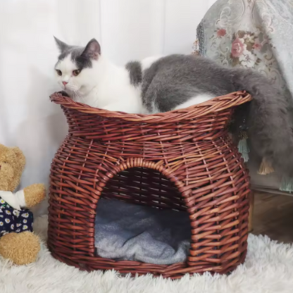 panier en osier pour chat marron poutiCats