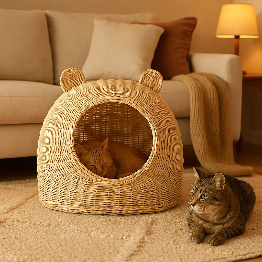 panier osier chat douillet pochichicats