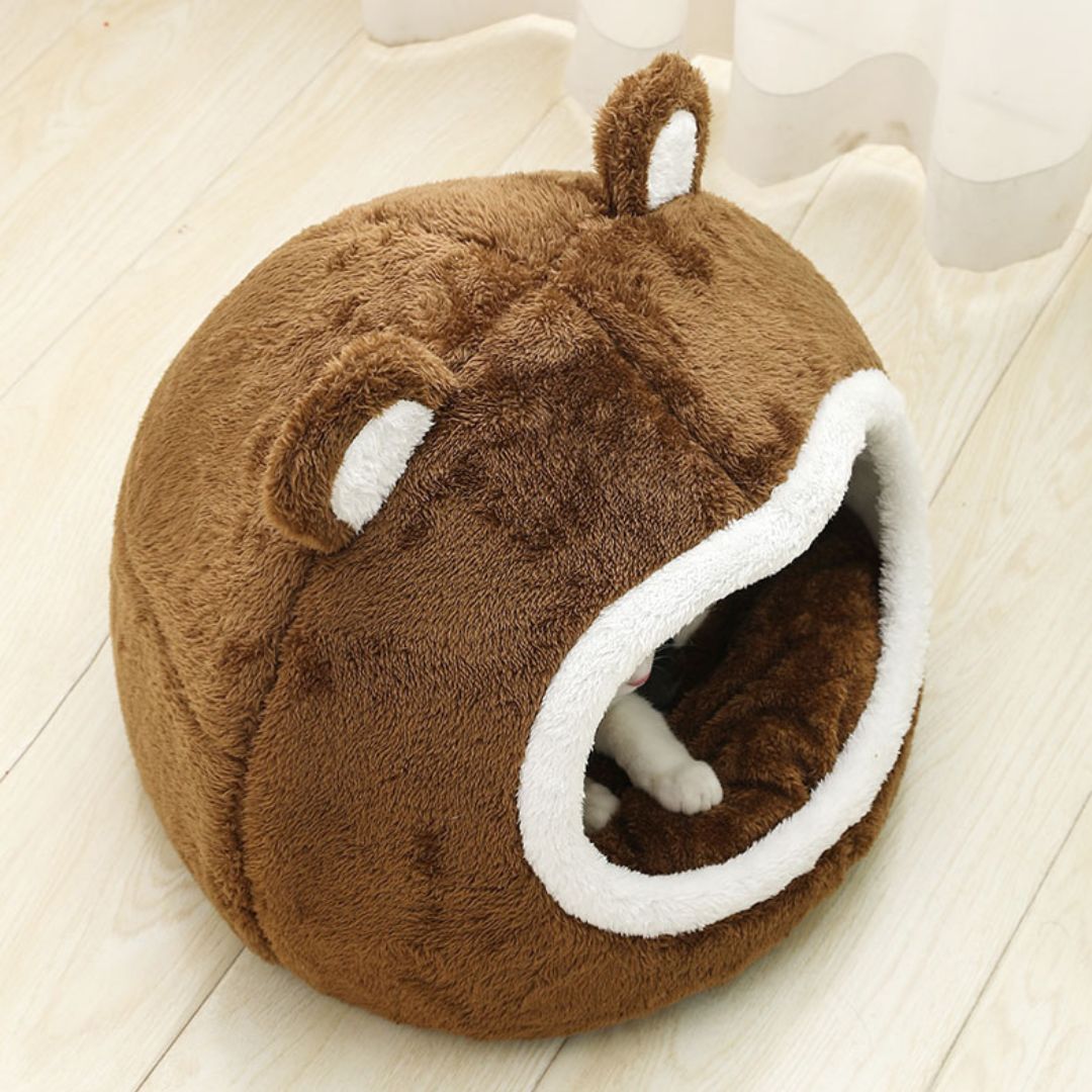 panier pour chat marron ours doux nounoucat